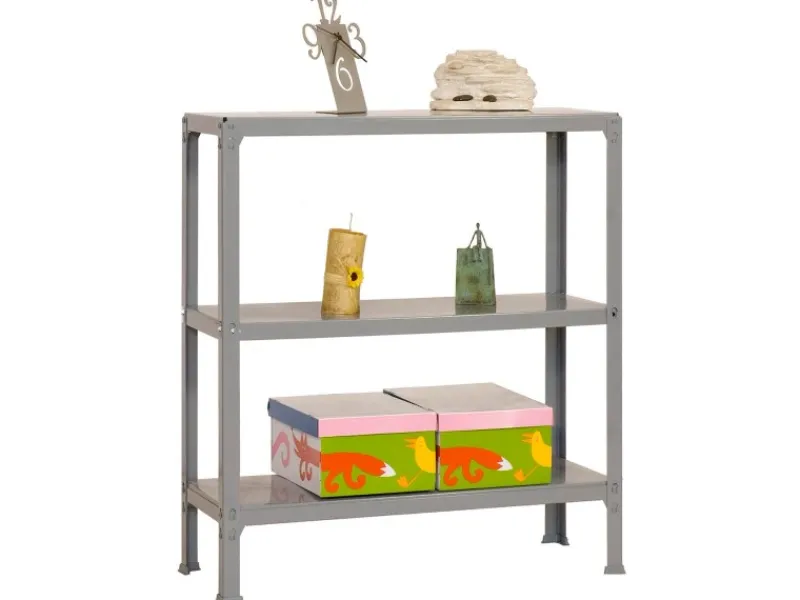 PROREGAL Büroregale^Wohnregal Living Koala Metal mit 3 Fachböden HxBxT 90 x 80 x 30 cm Fachlast 150 kg Grau/Grau
