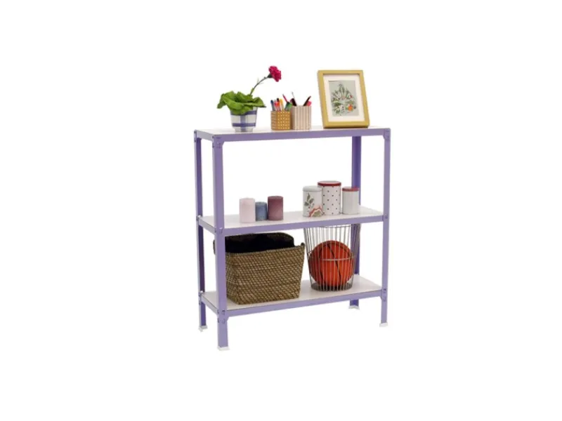 PROREGAL Büroregale^Wohnregal Living Koala Wood mit 3 Fachböden HxBxT 90 x 100 x 30 cm Fachlast 150 kg Lila/Weiß