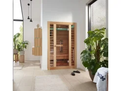 Home Deluxe Sitzbänke^Redsun Deluxe Infrarotkabine PLUS Tannenholz Natur M