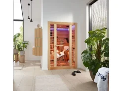 Home Deluxe Sitzbänke^Redsun Deluxe Infrarotkabine PLUS Tannenholz Natur M