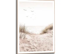 Bilder^Reinders Gerahmtes Bild Dünen für Wohnzimmer 70 cm x 50 cm Beige