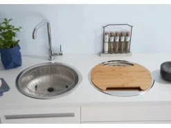 Respekta Schränke^Rundbecken Set Edelstahl