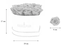 Ostern^Rosenbox Herz Weiß-Schwarz mit 13 Rainbow Rosen