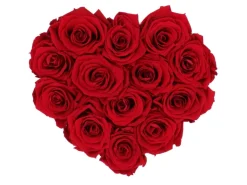 Ostern^Rosenbox Herz Weiß-Schwarz mit 13 Rosen