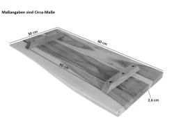 SAM Holzplatte Arya mit Echter Baumkante Einseitig 60 x 30 cm Akazienholz Natur