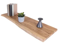Regale Massivholz^SAM Holzplatte Arya mit Echter Baumkante Einseitig 100 x 30 cm Akazienholz Natur