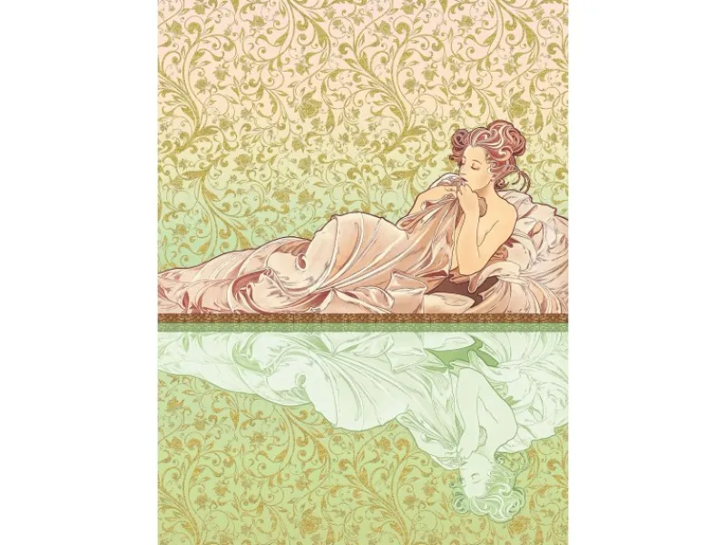 Sanders & Sanders Fototapete Jugendstil Grün und Altrosa 200 x 280 cm 611836