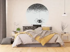 Sanders & Sanders Wandtattoos^Selbstklebende Runde Tapete Schwarz-Weiß Ø 140 cm 601149