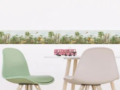 Sanders & Sanders Selbstklebende Tapetenbordüre Dschungeltiere Grün 9.7 x 500 cm 601305