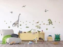 Sanders & Sanders Wandtattoo Dinosaurier Grün 85 x 65 cm 601355