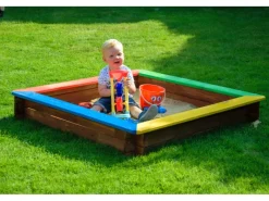 Dobar Sitzbänke^Sandkasten wetterfest 117 cm x 117 cm Bunt FSC®