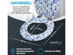 Sanilo Mosaik^WC Sitz mit Absenkautomatik Mosaik Blau, Hochwertiger und Stabiler Toilettendeckel aus Holz