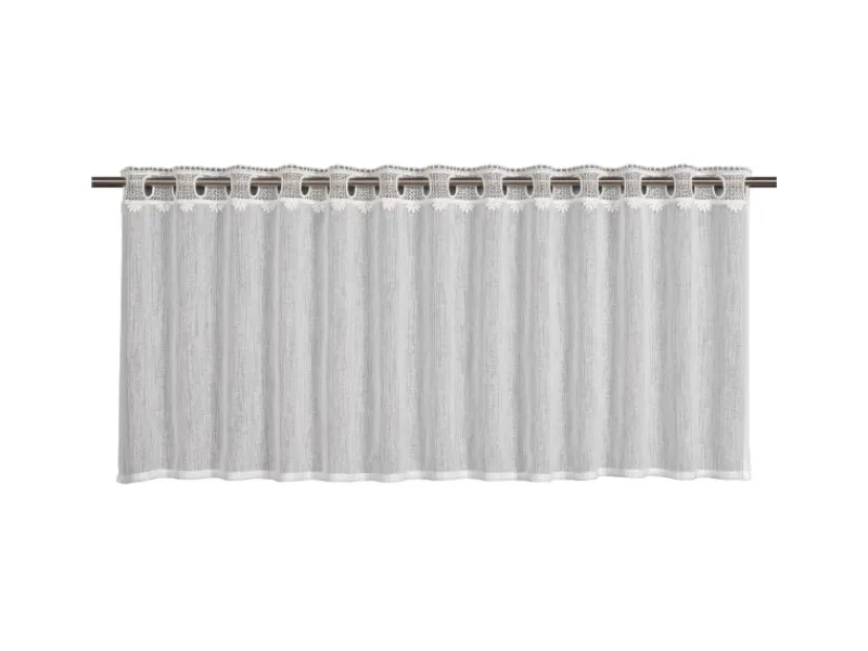 Sehlbach Vitrinen^Bistrogardine mit Stangendurchzug Border Top 135 cm x 45 cm Weiß