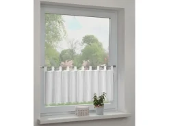 Sehlbach Bistrogardine mit Schlaufen Shiny Border 135 cm x 45 cm Weiß