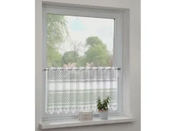 Sehlbach Vitrinen^Bistrogardine mit Stangendurchzug Klassik 140 cm x 60 cm Weiß