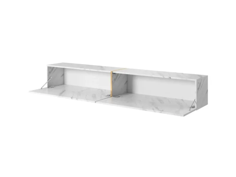 TV-Wände^Selsey TV-Hängeboard Bisira 200 cm e Marmoroptik mit Goldenem Einsatz