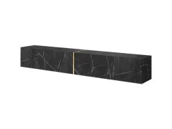 TV-Wände^Selsey TV-Hängeboard Bisira 200 cm Schwarze Marmoroptik mit Goldenem Einsatz