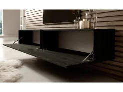 Selsey TV-Hängeboard Bisira 200 cm Holzoptik Esche Schwarzgrau