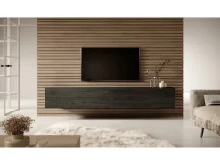 Selsey TV-Hängeboard Bisira 200 cm Holzoptik Esche Schwarzgrau