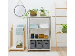 shelfr Edelstahl Schwerlastregal bis 150 kg auf 4 Ebenen 74 x 41 x 109 cm