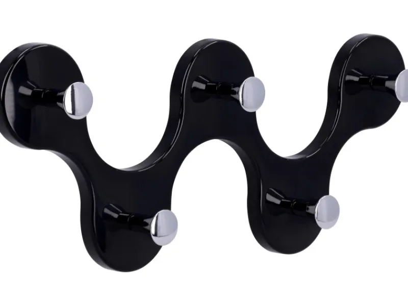 Siro Garderoben^Hakenleiste 01047 Kunststoff Schwarz Chrom Länge 248 mm 5 Haken