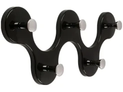 Siro Garderoben^Hakenleiste 01047 Kunststoff Schwarz Chrom Länge 248 mm 5 Haken