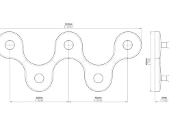 Siro Garderoben^Hakenleiste 01047 Kunststoff Schwarz Chrom Länge 248 mm 5 Haken