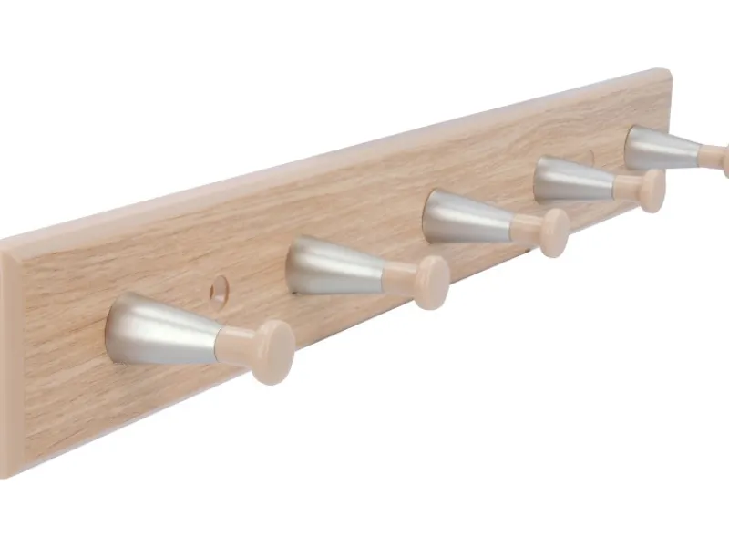 Siro Garderoben^Hakenleiste SM8164 Kunststoff Holzeffekt Nickel Länge 400 mm