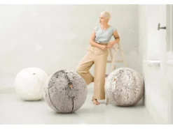 Sitting Ball Hocker Skins Schneeluchs 150 l Weiß Fellimitat-Muster