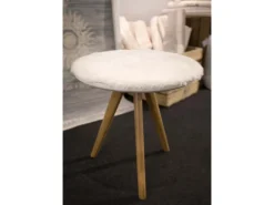 Andiamo Sitzkissen Lambskin Rund Kunstfell Weiß 40 cm x 40 cm