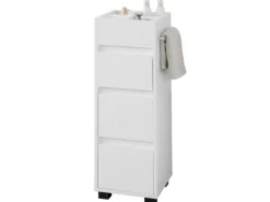 SoBuy Schränke^Badezimmerschrank Badschrank mit 3 Schubladen und 4 Fächern 33x90x30cm Weiß BZR29-W