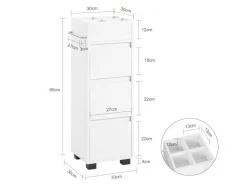 SoBuy Schränke^Badezimmerschrank Badschrank mit 3 Schubladen und 4 Fächern 33x90x30cm Weiß BZR29-W