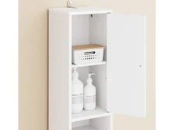 SoBuy Badezimmerschrank Hochschrank Badregal mit 6 Einlegeböden 20x180x20cm BZR34-II-W