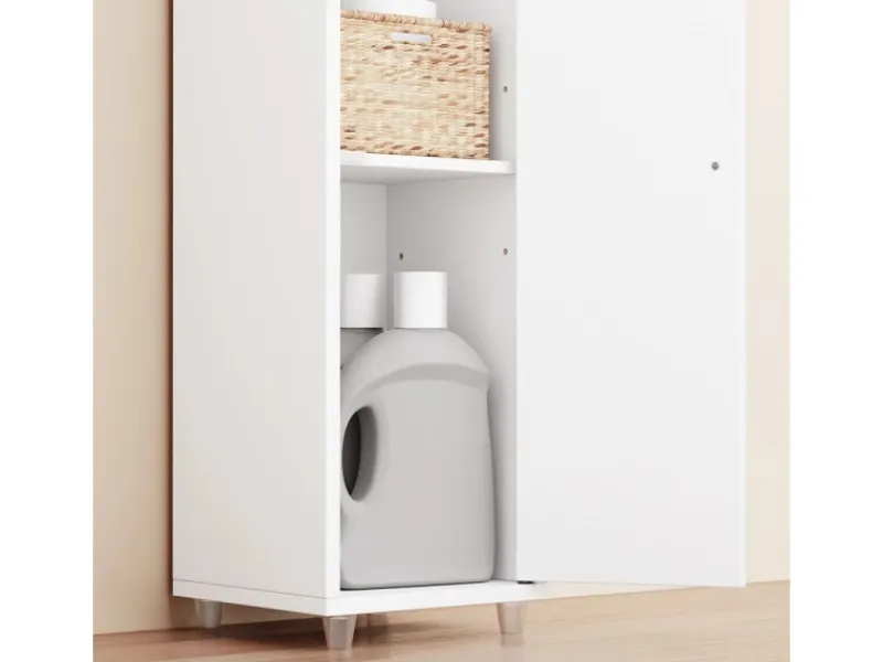 SoBuy Badezimmerschrank Hochschrank Badregal mit 6 Einlegeböden 20x180x20cm BZR34-II-W