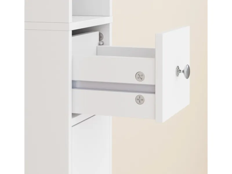 SoBuy Badezimmerschrank Hochschrank Badregal mit 6 Einlegeböden 20x180x20cm BZR34-II-W