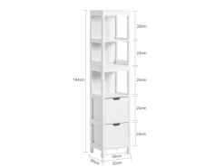 SoBuy Regal Weiß^Badezimmerschrank Hochschrank mit 2 Körben Badregal 30x144x30cm Weiß FRG126-W