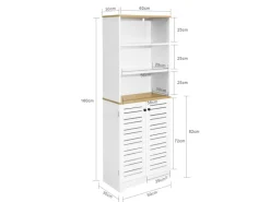 SoBuy Sideboards^Badezimmerschrank mit 3 Fächern und 2 Türen MDF Weiß BZR44-W