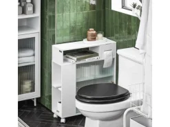 SoBuy Badezimmerschrank Nischenregal mit Rollen Küchenregal Weiß BZR117-W