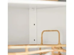 SoBuy Sideboards^Badezimmerschrank Sideboard mit Schublade und Lamellentüren 60x87x35cm Weiß FRG238-W