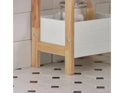 SoBuy Aufbewahrung^Badregal in weiß/KautschukholzStandregalKüchenregalFRG226-WN