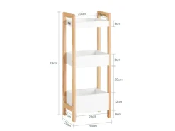 SoBuy Aufbewahrung^Badregal in weiß/KautschukholzStandregalKüchenregalFRG226-WN