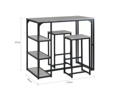 SoBuy Stühle|Möbelserien^Bartisch mit 2 Stühlen Esszimmer MDF Metall Grau OGT43-HG