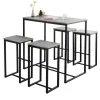 SoBuy Hocker^Bartisch Set 5-teilig Essgruppe Esstisch mit 4 Hockern Grau-Schwarz OGT15-HG