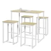 SoBuy Hocker^Bartisch Set 5-teilig Essgruppe Esstisch mit 4 Hockern Weiß-Natur OGT15-WN