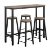 SoBuy Hocker^Bartisch Set 5-teilig Essgruppe Esstisch mit 4 Hockern Braun-Schwarz OGT22-SCH