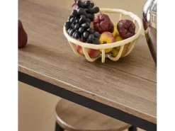 SoBuy Hocker^Bartisch Set 5-teilig Essgruppe Esstisch mit 4 Hockern Braun-Schwarz OGT22-SCH