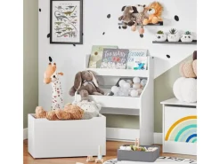 SoBuy Aufbewahrung|Regal Weiß^Bücherregal für Kinder Kinderregal mit 2 Boxen Aufbewahrungsregal KMB71-W