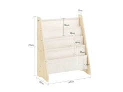 SoBuy Wandregale|Regal Weiß^Bücherregal Kinderregal mit 4 Stofffächern Zeitungsständer KMB50-N