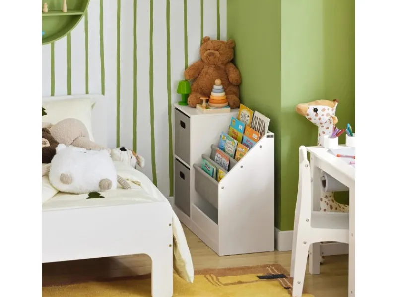 SoBuy Regal Weiß^Bücherregal Kinderregal mit Boxen Aufbewahrungsregal Weiß KMB76-W