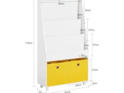 SoBuy Aufbewahrung|Regal Weiß^Bücherregal Kinderregal mit 2 Boxen Aufbewahrungsregal Weiß KMB69-W